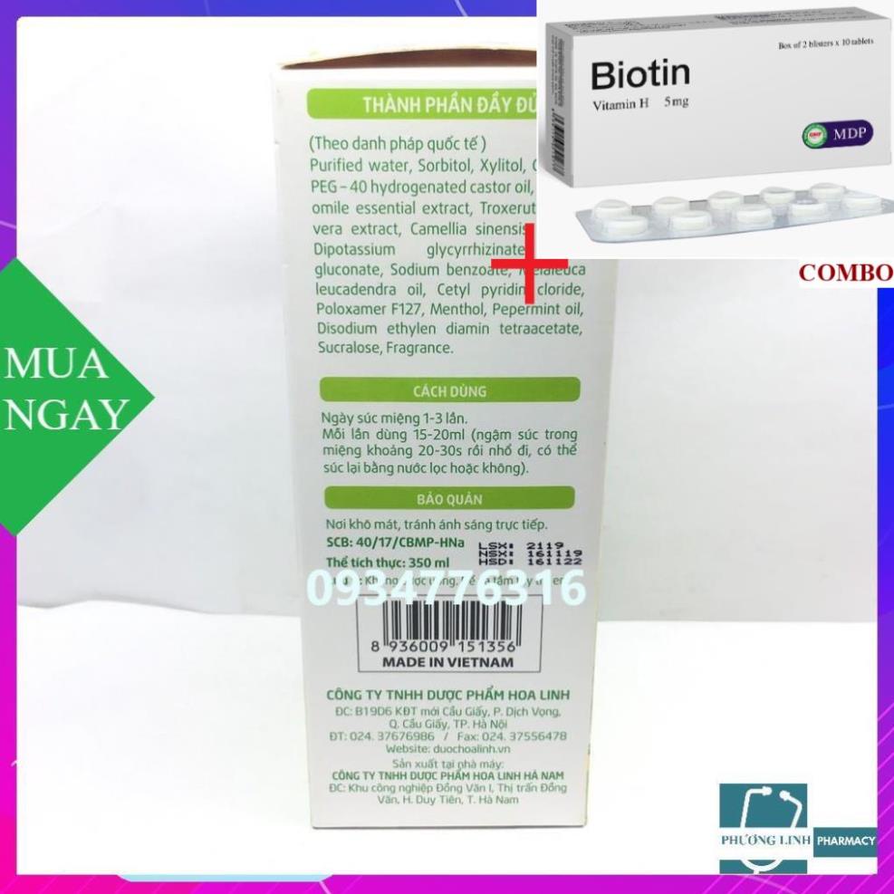 Combo Biotin 5mg+ Nước súc miệng Ngọc châu 350ml