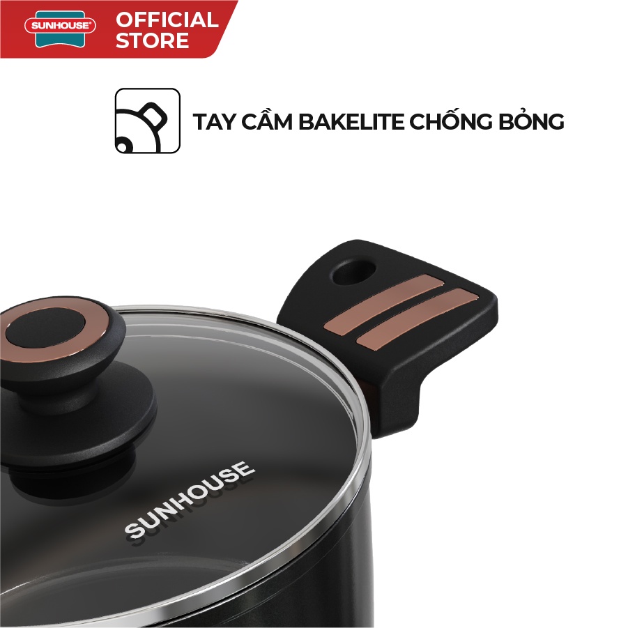 Bộ nồi chống dính Ultra Titanium SUNHOUSE ST2210B | 18-20-24cm | Chấp 99.999 lần chà | Bảo hành chính hãng 3 năm