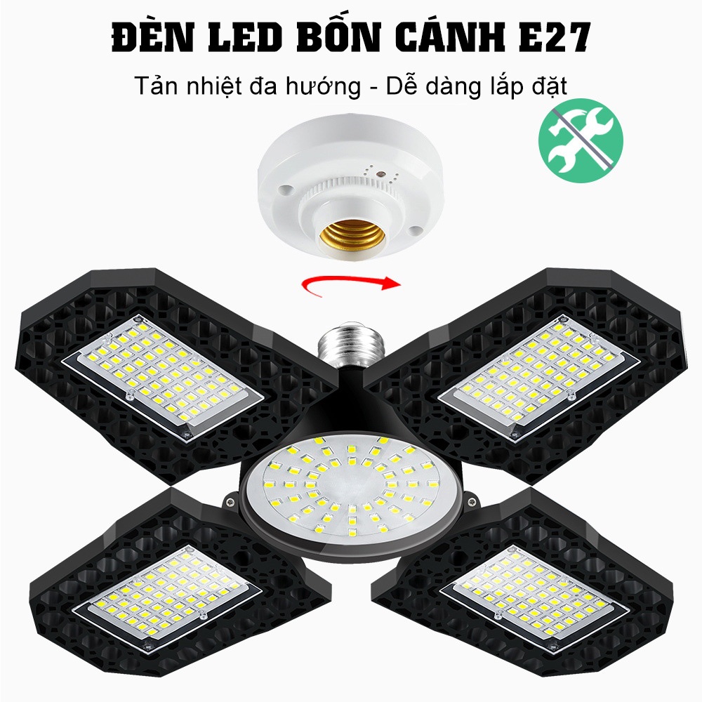 Đèn led bốn cánh chiếu sáng E27 - An toàn, bảo vệ mắt với ánh sáng dịu - D1381