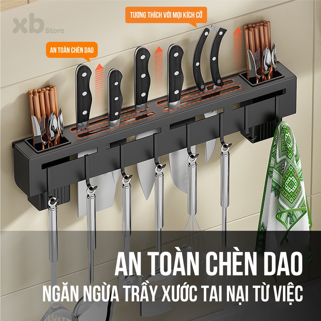 Giá Cài Dao - Kệ để dao thớt, Treo Đồ Nhà Bếp Inox Dán Tường Gọn Nhẹ