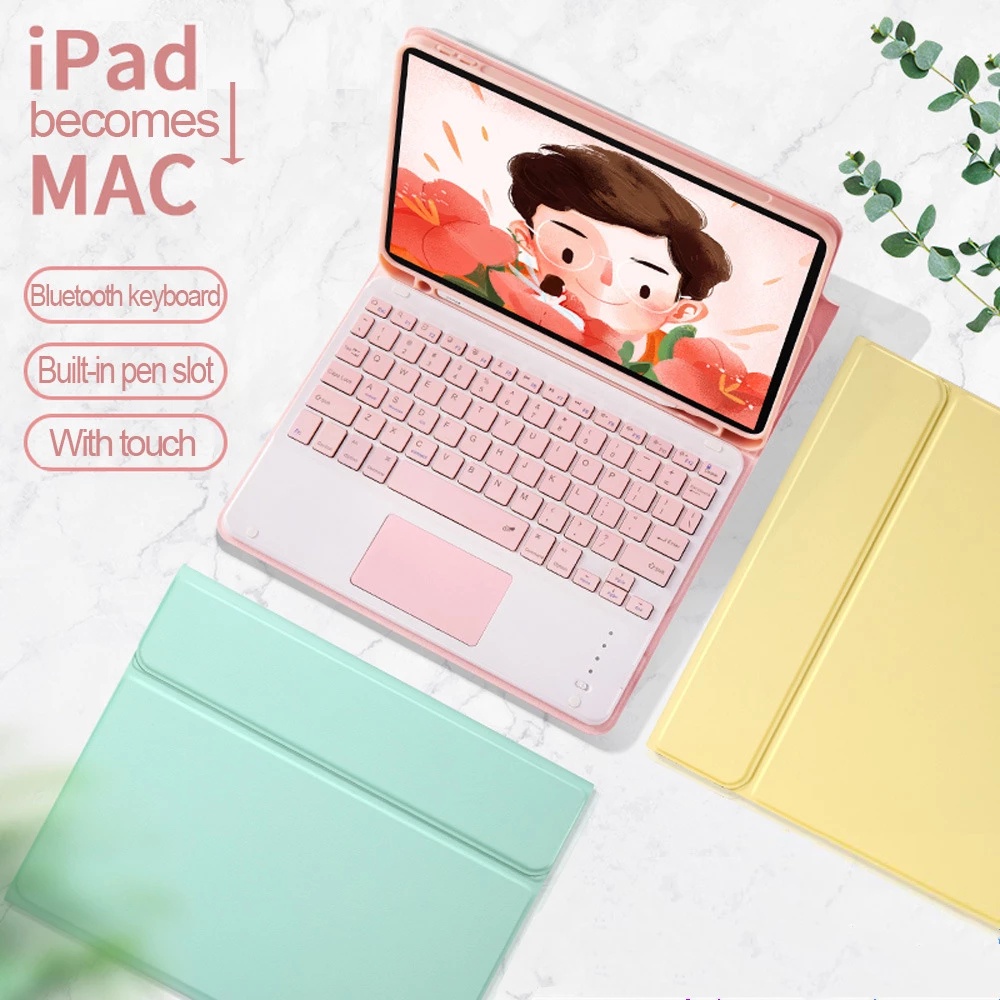 Touchpad Keyboard Mouse Case for Samsung Galaxy Tab S6 Lite 2022 2020 S8 S7 A8 10.5 A7 10.4 Trackpad Keyboard Mouse Tablet Flip Leather Cvoer With Pencil Holder