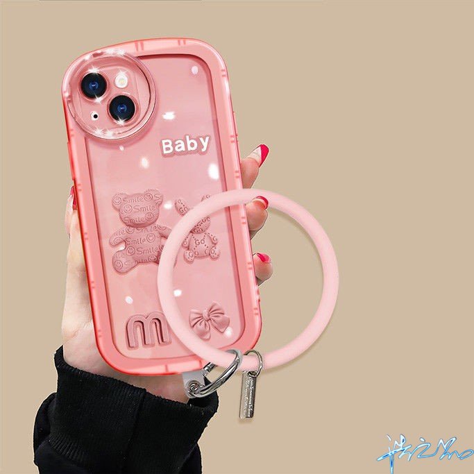 Ốp Điện Thoại Gắn Búp Bê Hình Gấu 3D Cho Oppo A57 2022 case A76 A96 A15 A15S A16 A95 A74 A54 A94 A16K A16E