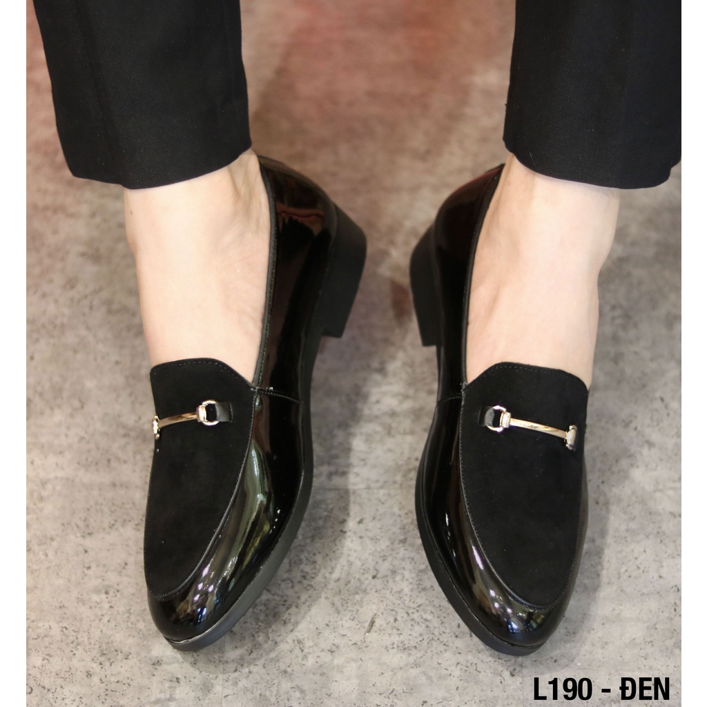 Giày Lười Nam Da Bóng Mặt Lớp Nỉ Nhung - Mã L190