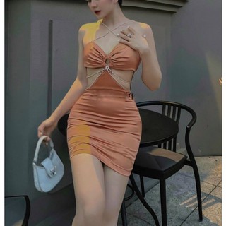 đầm body khoec eo kết dây đá