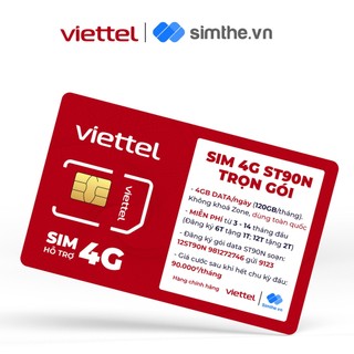 [FREE 14 Tháng] Sim Viettel 4G ST90N Data 4GB/Ngày (120GB/Tháng), Max Băng Thông - Miễn Phí 1 Năm Không Cần Nạp Tiền