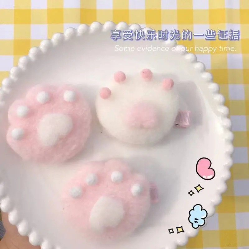 Creative cute cat claw plush banger autumn and winter new girl heart hair accessories girl cute hair card wholesale hair