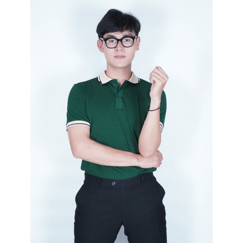 POLO xanh rêu lịch lãm sang trọng , chất vải cá sấu cotton co giản 4 chiều