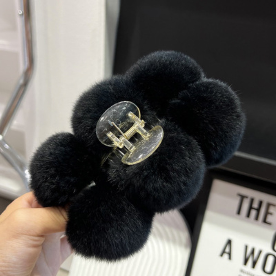 Kẹp Tóc Càng Cua Phủ Lông Mềm Mại Phong Cách Hàn Quốc Thời Trang Mùa Đông Cho Nữ