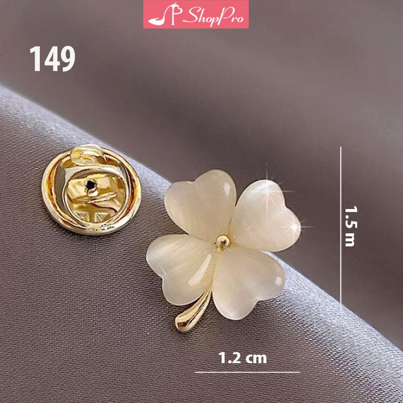 SHOPPRO - Ghim Cài Áo Hình Cỏ 4 Lá Đính Hạt Sáng Tạo Thanh Lịch