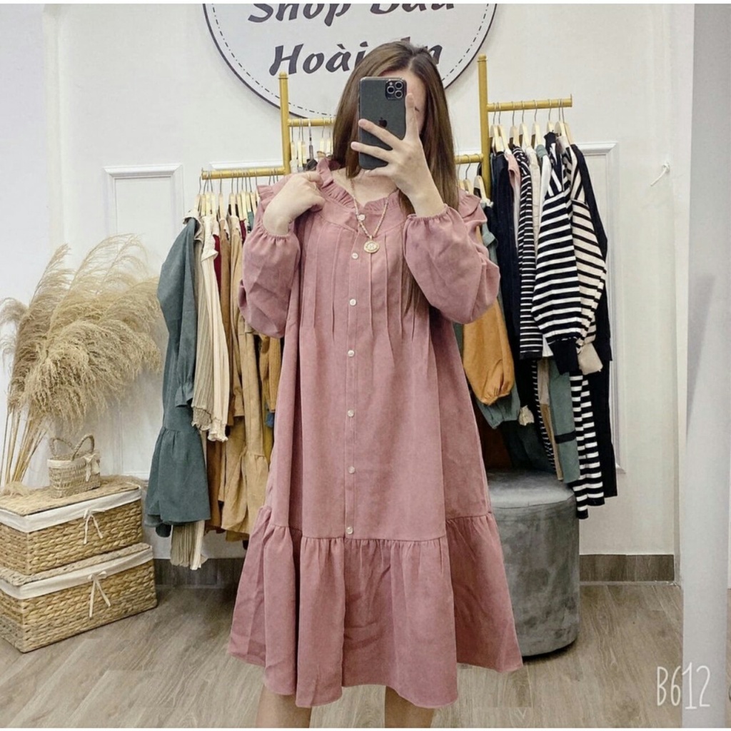 Váy Bầu Dài Tay Thu Đông.Đầm Bầu Dáng Suông Dự Tiệc Đi Chơi Xinh Xắn A131 Lin Store66