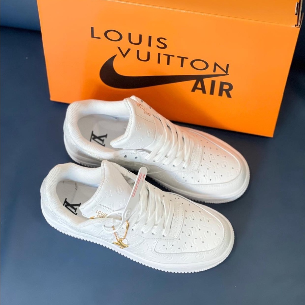 Giày thể thao AF1 LV Trắng Xám Đen, giầy sneaker air force 1 trắng in họa tiết luis nam nữ hót trend 2022 hàng FullBox