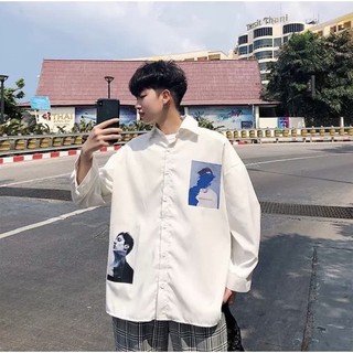 Sơ mi Nam dáng rộng in hình Unisex (có video)