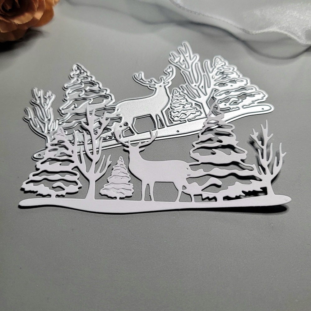 Khuôn Cắt Giấy Kim Loại Hình Tuần Lộc Và Cây Thông Giáng Sinh