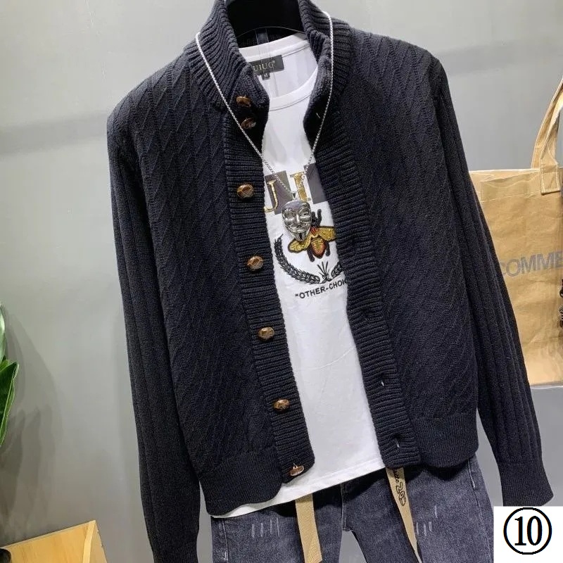 Áo Khoác Dệt Kim Cổ Đứng Màu Trơn Phong Cách Hàn Quốc Thời Trang Thu Đông Cho Nam