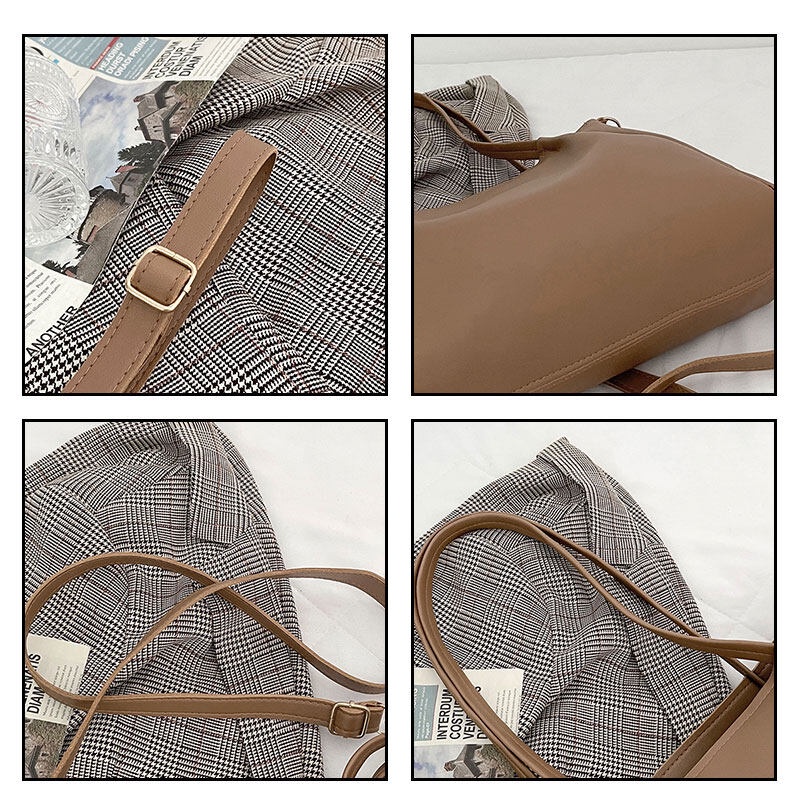 Mischa Túi Đeo Vai Hình Vuông Cỡ Lớn Chất Liệu Da PU Màu Trơn Phong Cách Cổ Điển Thời Trang Cho Học Sinh