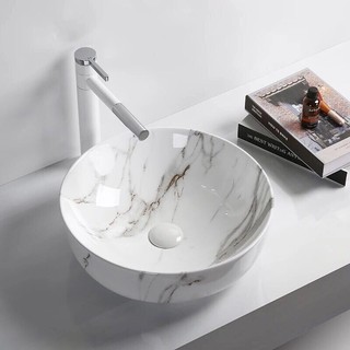 Lavabo rửa mặt bằng sứ màu vân đá nghệ thuật