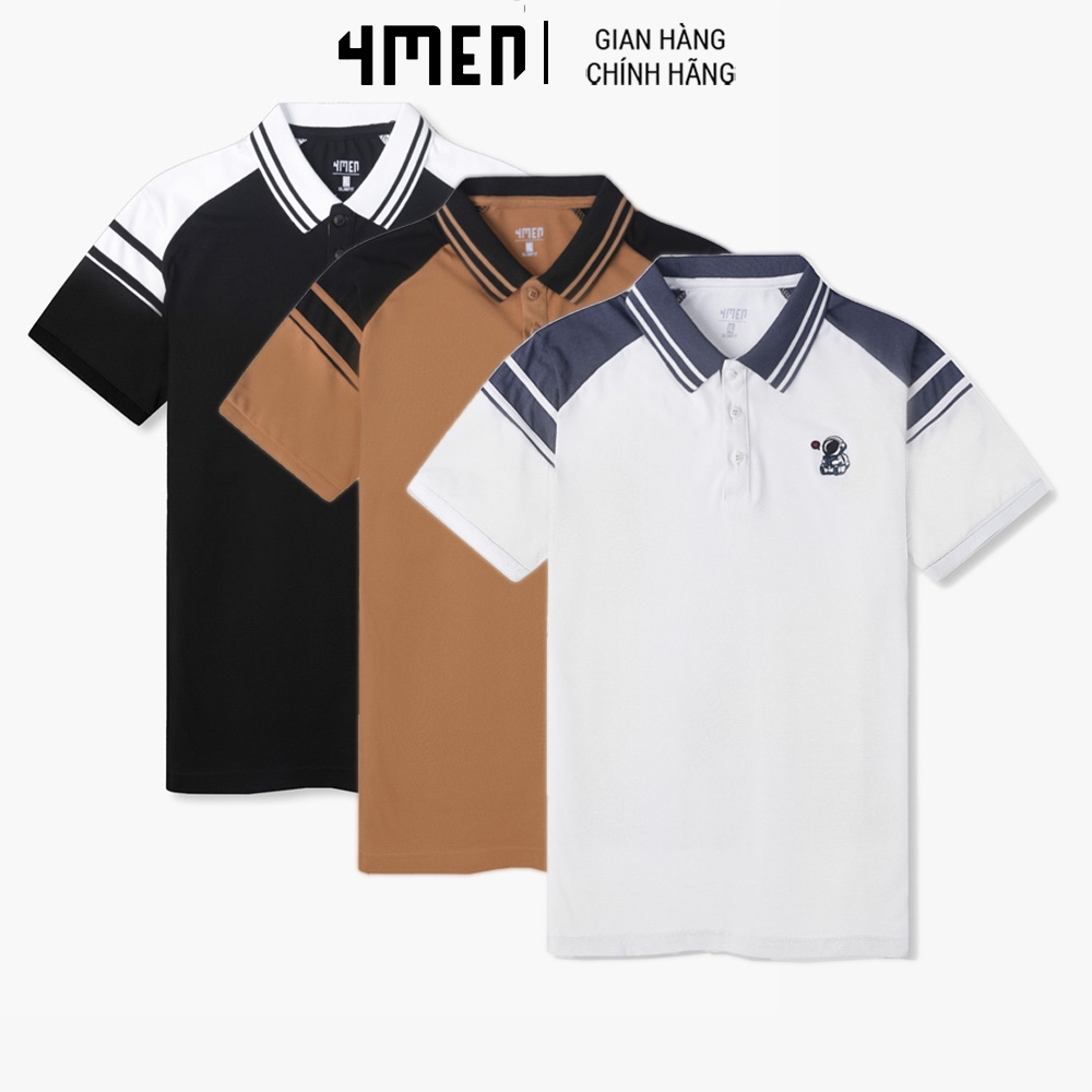 Áo Polo Slimfit Phi Hành Gia 4MEN PO078 cổ bẻ tay ngắn, vải cá sấu dày dặn, mềm mại và co giãn tốt