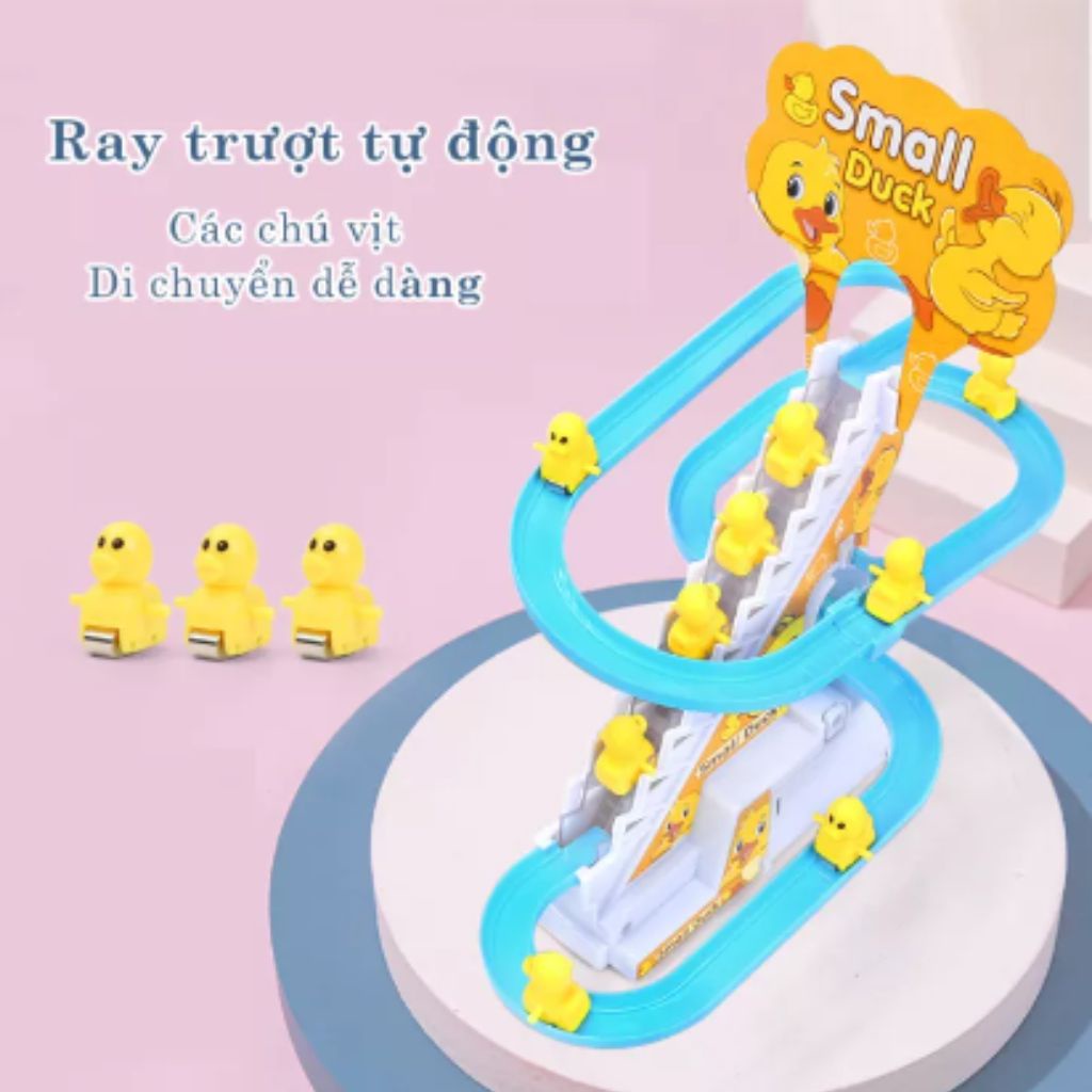 Vịt leo cầu thang, có đèn có nhạc, chạy pin, không kèm pin. đồ chơi cho trẻ sơ sinh và trẻ nhỏ.