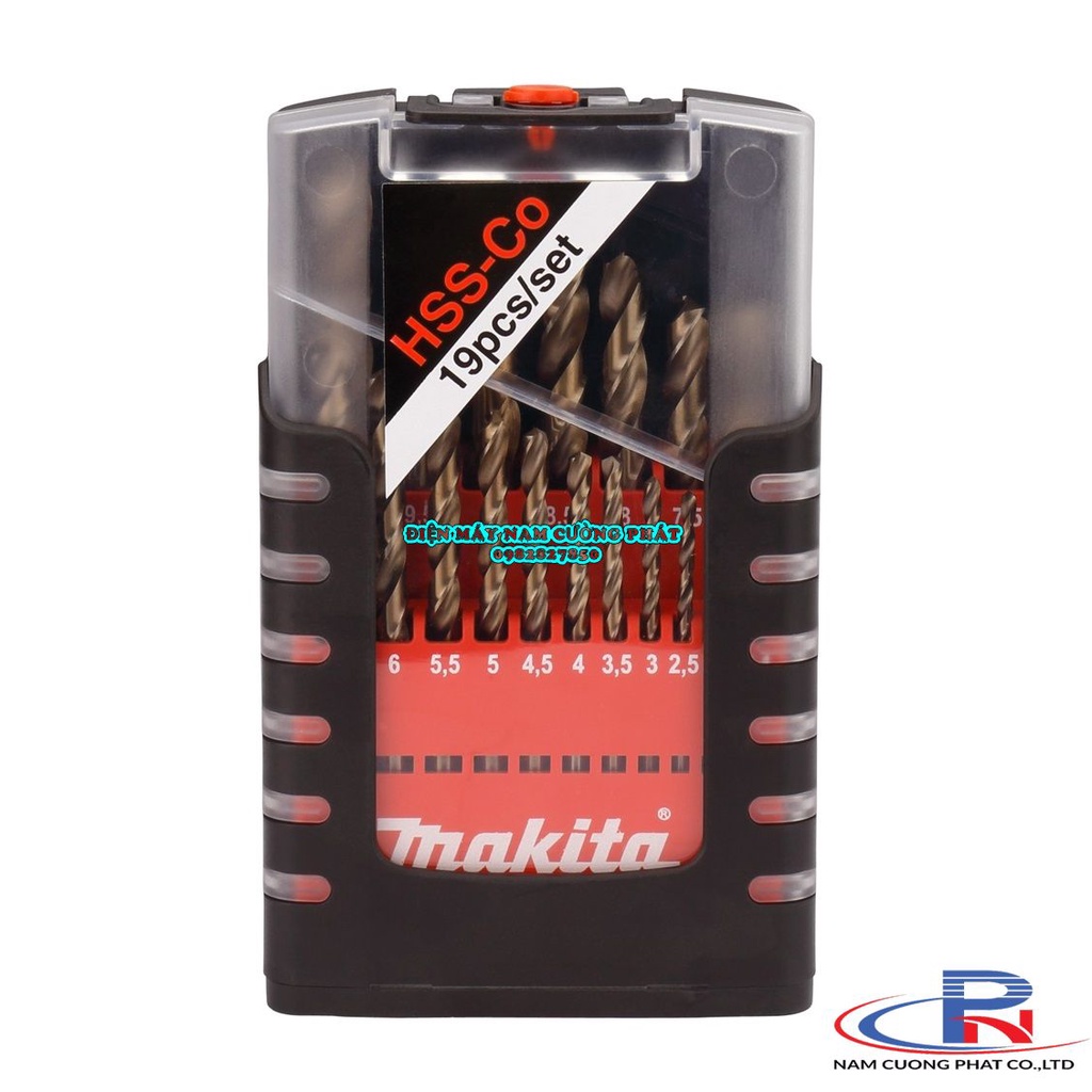 Bộ mũi khoan HSS- Co 19 chi tiết Makita dùng cho Inox và kim loại D-50463