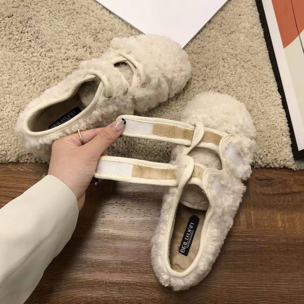 Giày Len Lông Cừu Đế Dày Phong Cách Hàn Quốc