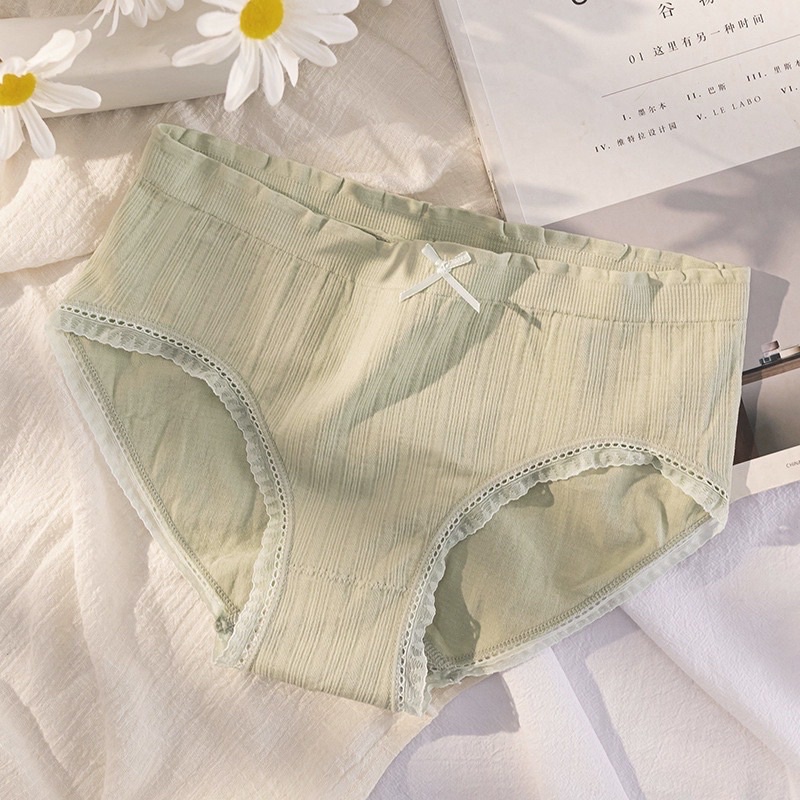 Quần Lót Nữ Dệt Kim Cotton 100% kháng khuẩn thoáng mát đính nơ xinh tôn vòng 3 gợi cảm mẫu Z182