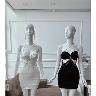 đầm body khoec eo kết dây đá