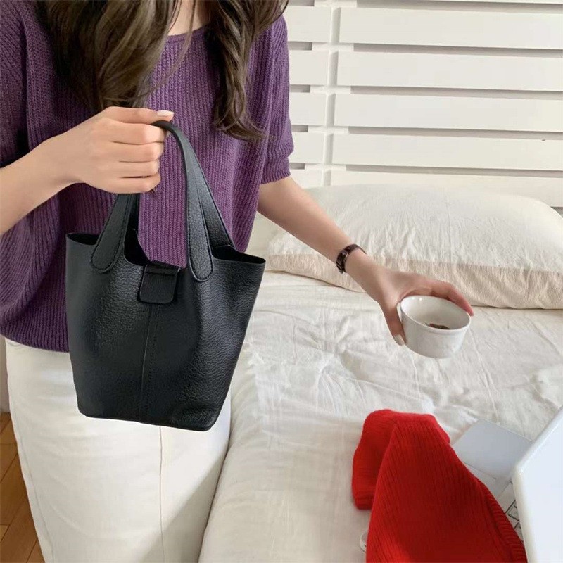 Ielgy Túi Xách Da Mềm Họa Tiết Vân Vải Phong Cách Hàn Quốc Cho Nữ