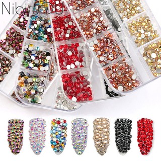 Hộp 12 ngăn đựng hạt pha lê nhiều kích cỡ đính móng nghệ thuật