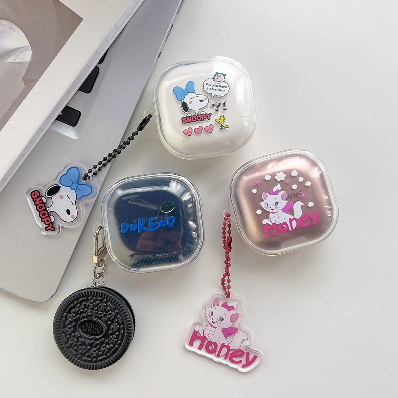 Vỏ Bảo Vệ Hộp Sạc Tai Nghe Samsung Galaxy Buds 2 / Buds Live / Buds FE / Buds2 Pro / Buds Pro Hình Chú Mèo / Bông Hoa Xinh Xắn