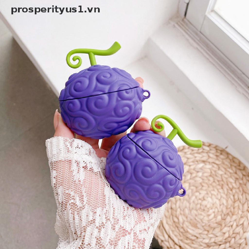 Vỏ Bảo Vệ Hộp Sạc Tai Nghe Airpods 1 2 Pro 3 2021 Bằng Silicon Hình Trái Cây Ác Quỷ Anime 1