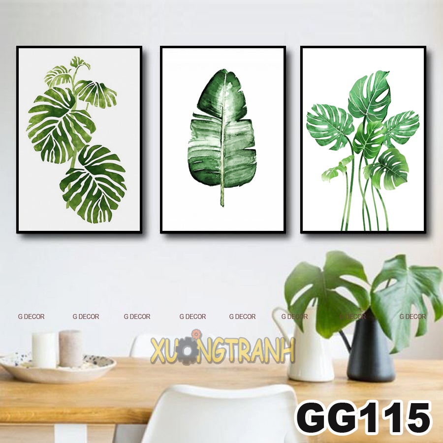 Tranh treo tường canvas 3 bức phong cách Bắc Âu 113 trang trí phòng khách, phòng ngủ, phòng ăn