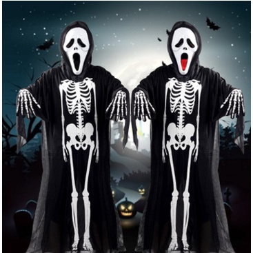 Bộ áo choàng xương ma hóa trang Halloween dài 120cm cho bé từ 8 tuổi trở lên và người lớn