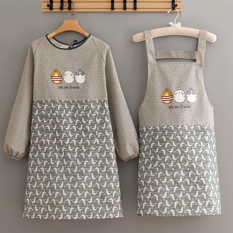 Tạp Dề Cotton Có Tay Áo Chống Nước Dày Dặn In LOGO Dành Cho Nam Nữ Eo.A3