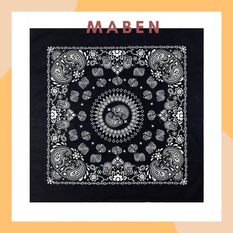 Khăn bandana cotton size 68x68cm hoa văn paisley