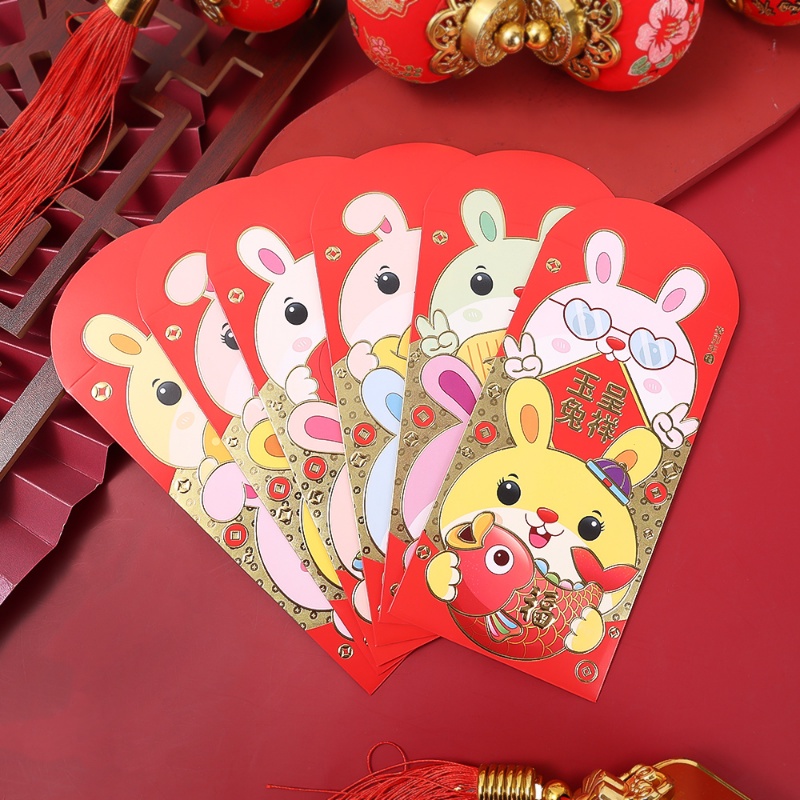 Set 6 Bao Lì Xì Đỏ May Mắn Hình Thỏ Dễ Thương Dành Cho Năm Mới 2023