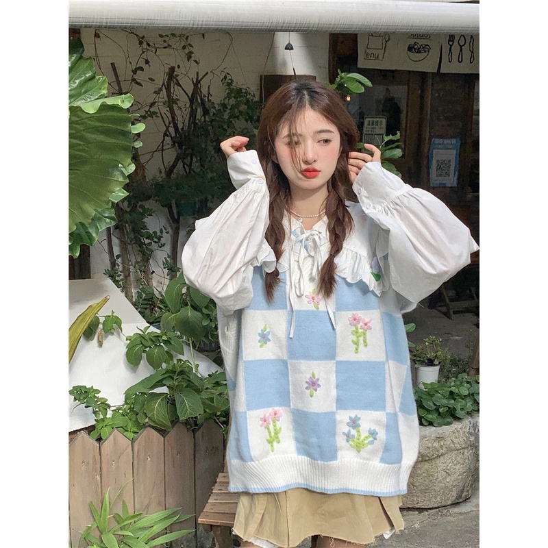 Áo ghi lê nữ Áo Sweater Dệt Kim Màu Sắc Tương Phản Phong Cách Hàn Quốc Thời Trang Thu Đông Cho Nữ