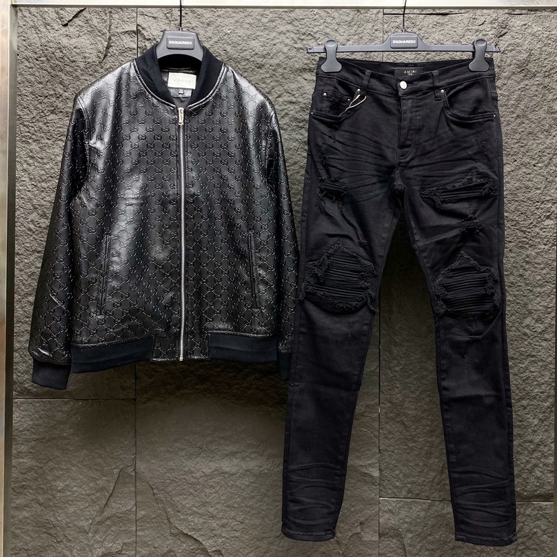 Áo khoác bomber Gucci bản da logo khắc monogram LA 1-1 on web
