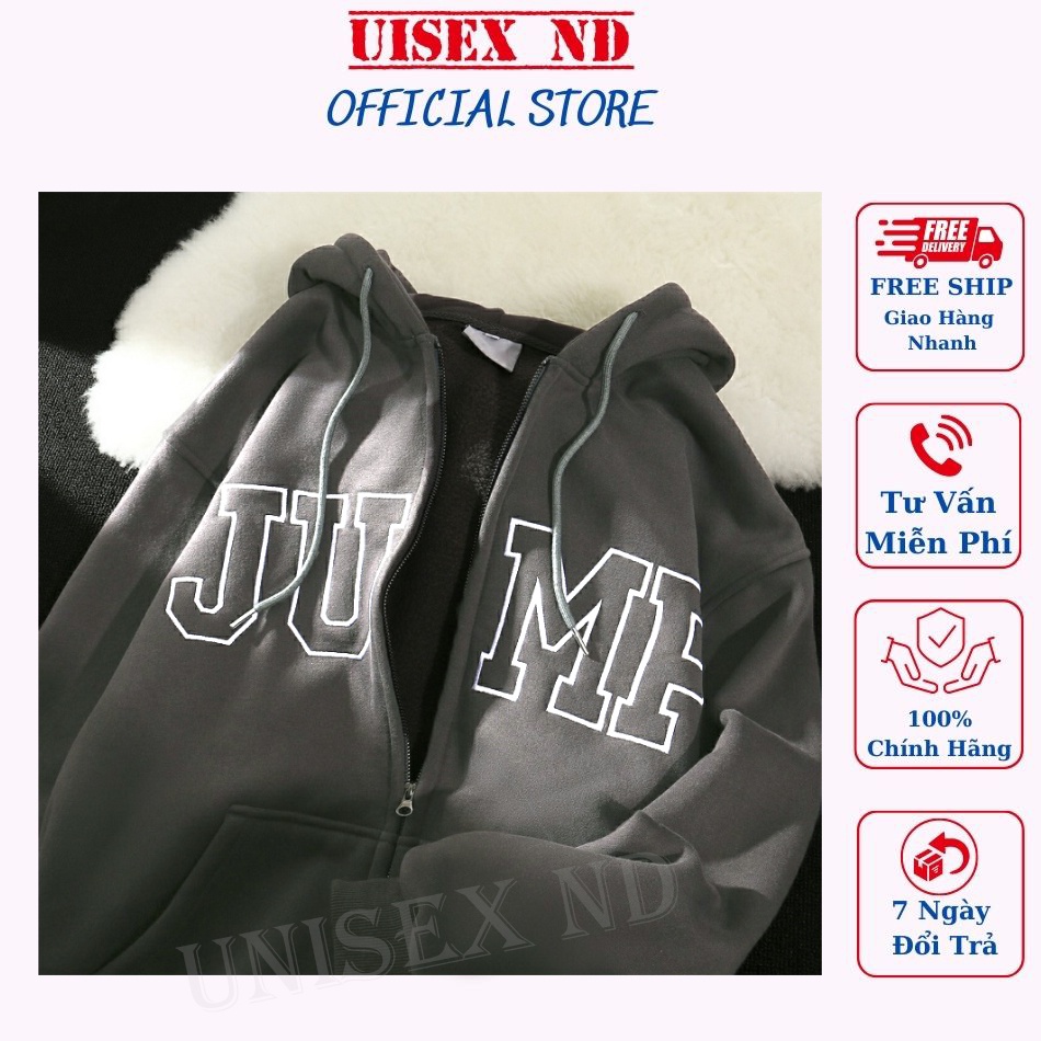 Áo Khoác Hoodie nỉ Mũ 2 Lớp In Chữ JUMP Form Rộng Unisex Nam Nữ . Áo Khoác Nỉ Chất Mịn Tay Bồng . Chất đẹp | BigBuy360 - bigbuy360.vn