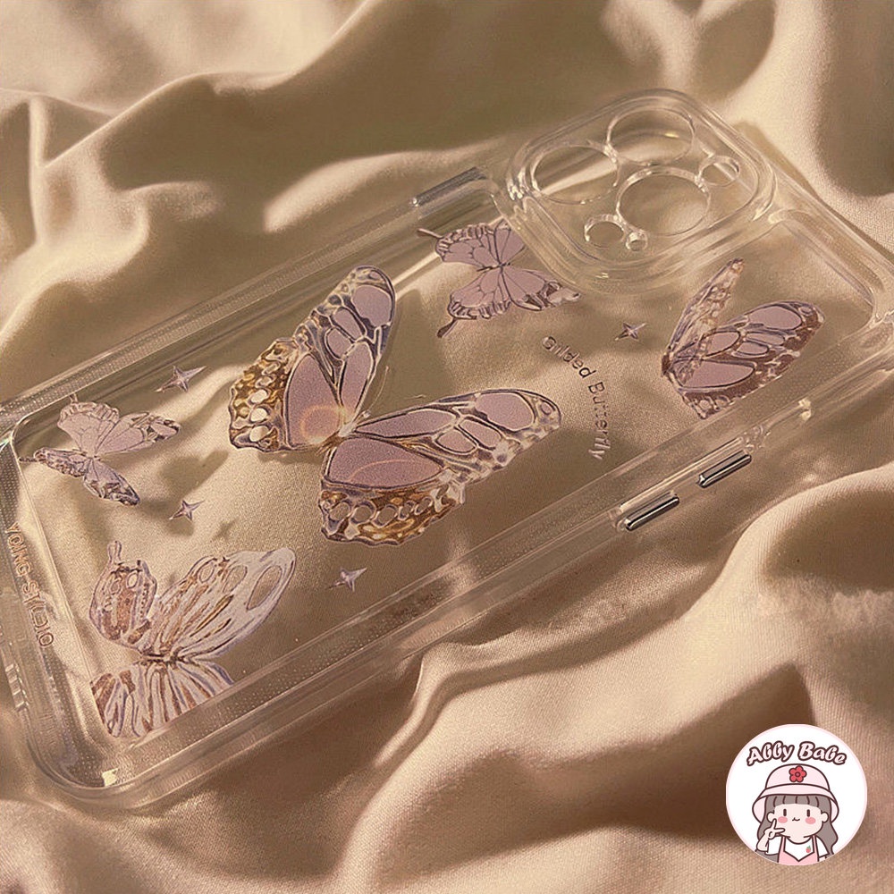 Ốp Điện Thoại TPU Mềm Trong Suốt Họa Tiết Bướm Hồng Cho Iphone 14 Pro Max 11 7Plus 13 12 11 Pro Max X XS XR