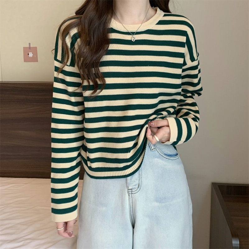Áo Thun Nữ Dài Tay Sọc Ngang Thời Trang