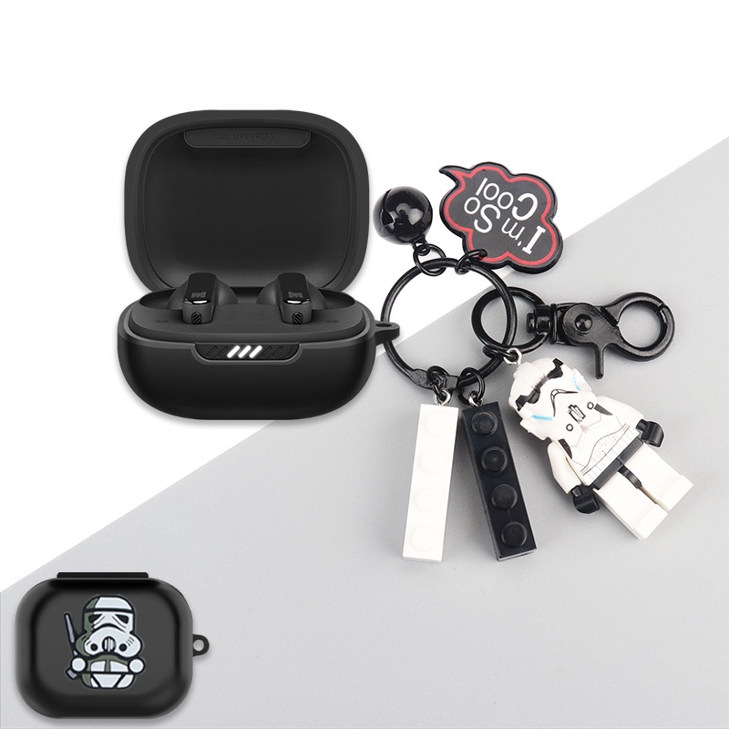 JBL Live Pro2 Case Creative Bear keychain pendant Kaws Crayon Shin-chan JBL Live Pro2 silicone soft shell protective Case cartoon Doraemun Stitch cute dinosaur JBL Live Pro+ headset Case protective Case JBL Live Pro+ Cover