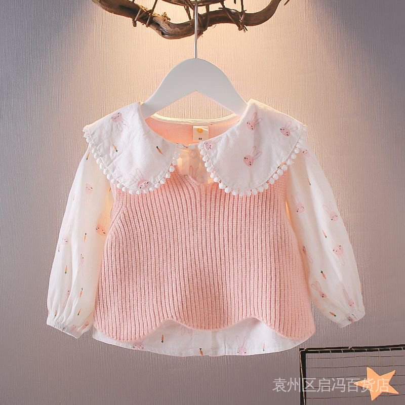 Set Áo Sơ Mi + Áo Khoác Sát Nách Thời Trang Mùa Thu Cho Bé Gái