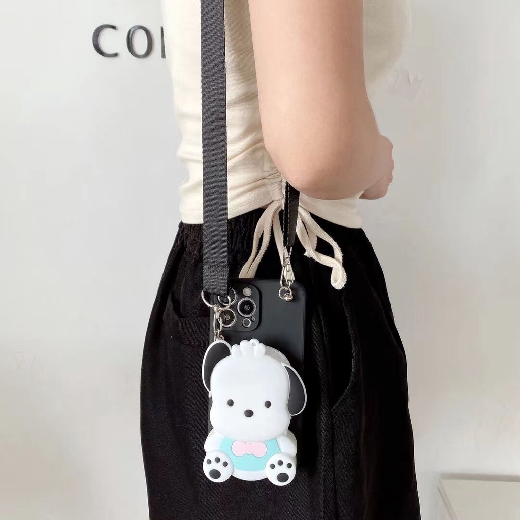 Ốp Điện Thoại TPU Mềm Kiêm Ví Hình Cún Pochacco 3D Cho iPhone 6 6S 7 8 14 Plus X XS XR 12 13 Mini 11 Pro MAX