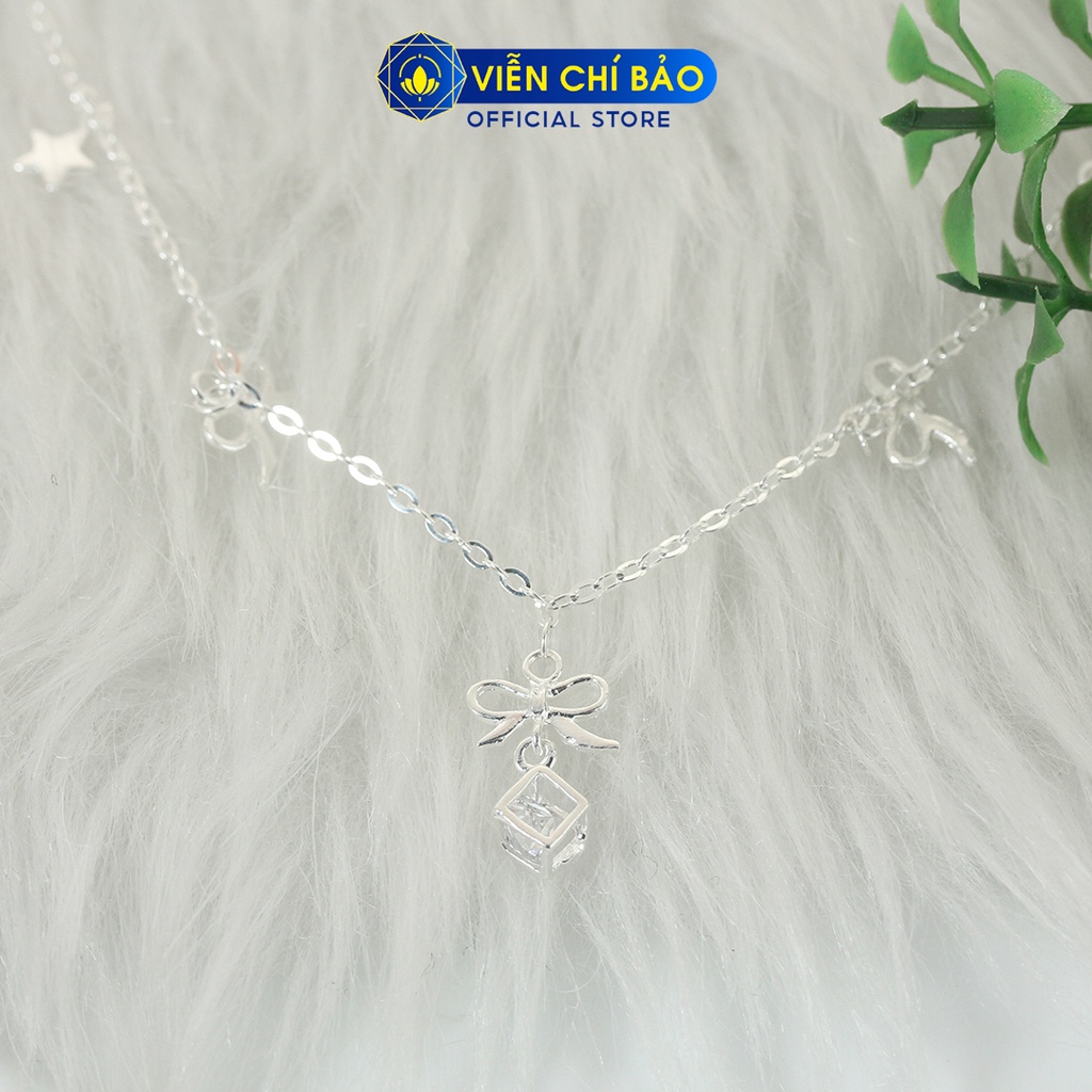 Lắc chân bạc nữ hình nơ khối lập phương chất liệu bạc 925 thời trang phụ kiện trang sức Viễn Chí Bảo L400725