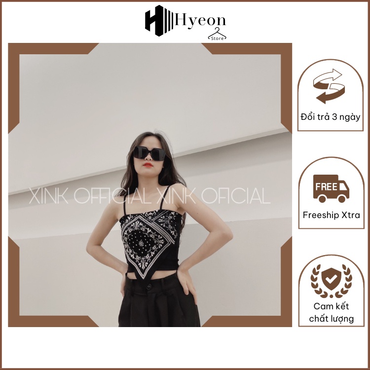 Áo hai dây croptop kiểu hoạ tiết thổ cẩm chất len tăm, áo yếm sexy đi chơi đi biển mùa hè - Thời trang nữ XINK OF