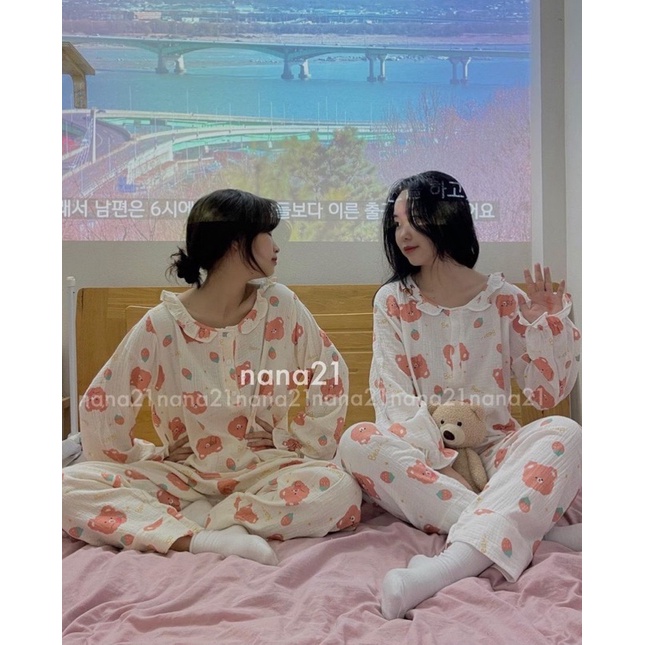 💫🌟 Bộ Đồ Ngủ Chất Xốp Đũi Hàn 🌈 Muslin Pijama 🛍 Cổ tròn bèo