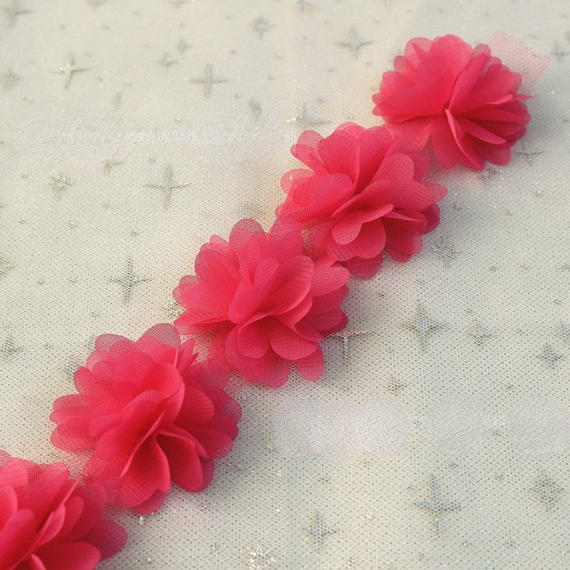 Cuộn Dây Ruy Băng Vải Voan Ren Hoa 3D Dài 10 Yards Trang Trí Váy Cưới