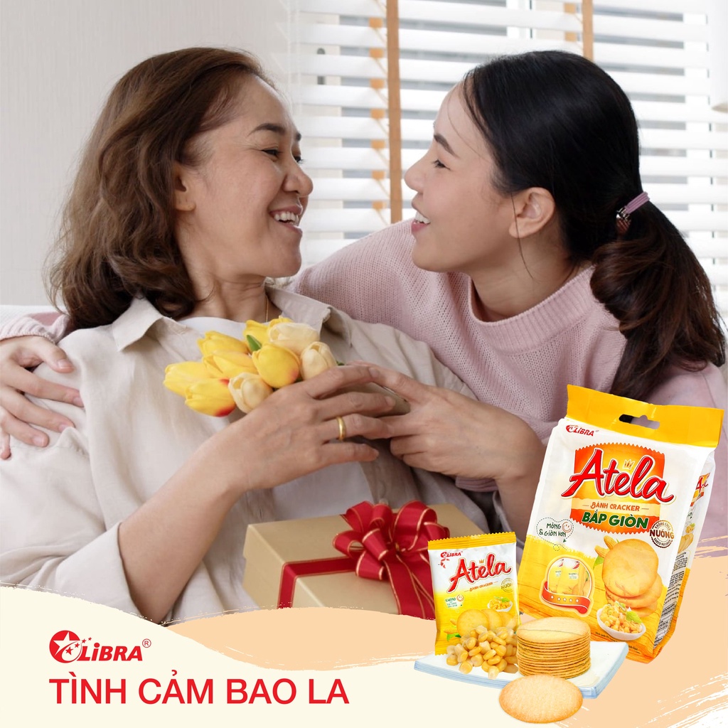 Bánh cracker bắp mặn LIBRA vi ngô giòn đồ văn vặt dinh dưỡng healthy bánh quy Atela lễ tết gói 228gr