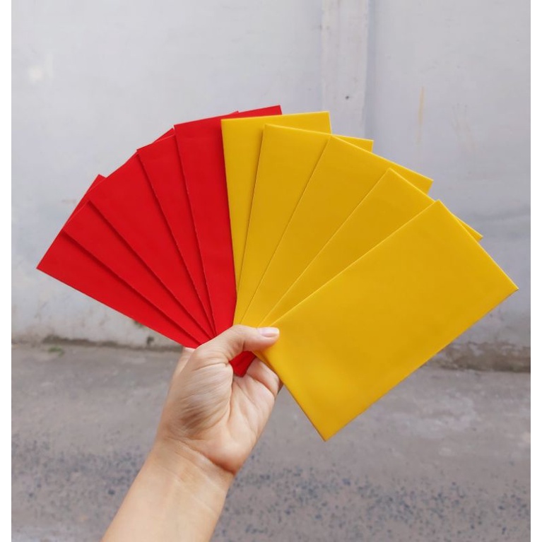 100 bao lì xì đỏ vàng trơn 8*16cm giấy C