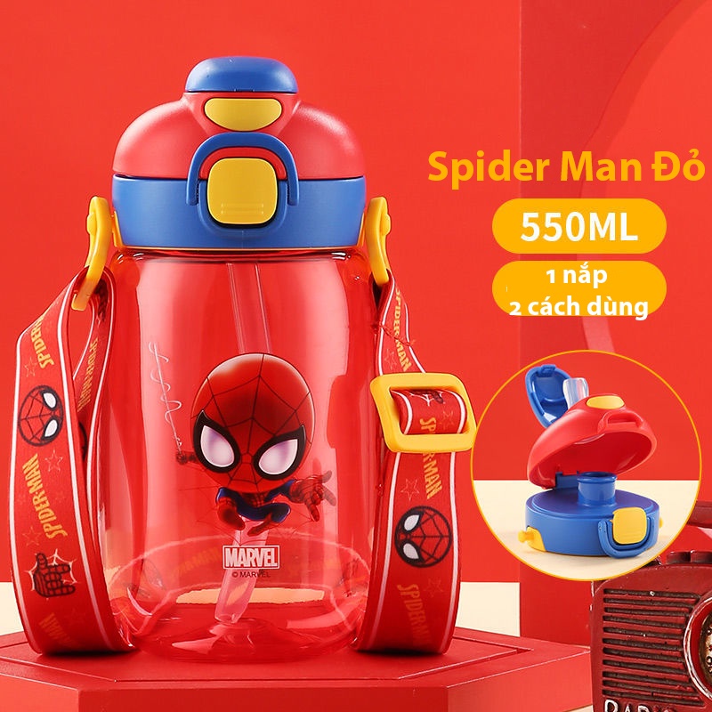 (Sẵn Hàng) Bình Nước DI.SNEY, 1 nắp 2 cách uống,Bình nước hoạt hình dễ thương,xinh xắn cho bé đi học,có dây đeo tiện lợi
